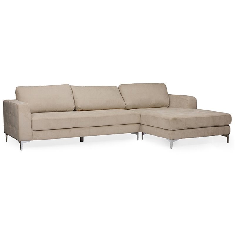 Baxton Studio Agnew Right Facing Sectional in Light Beige