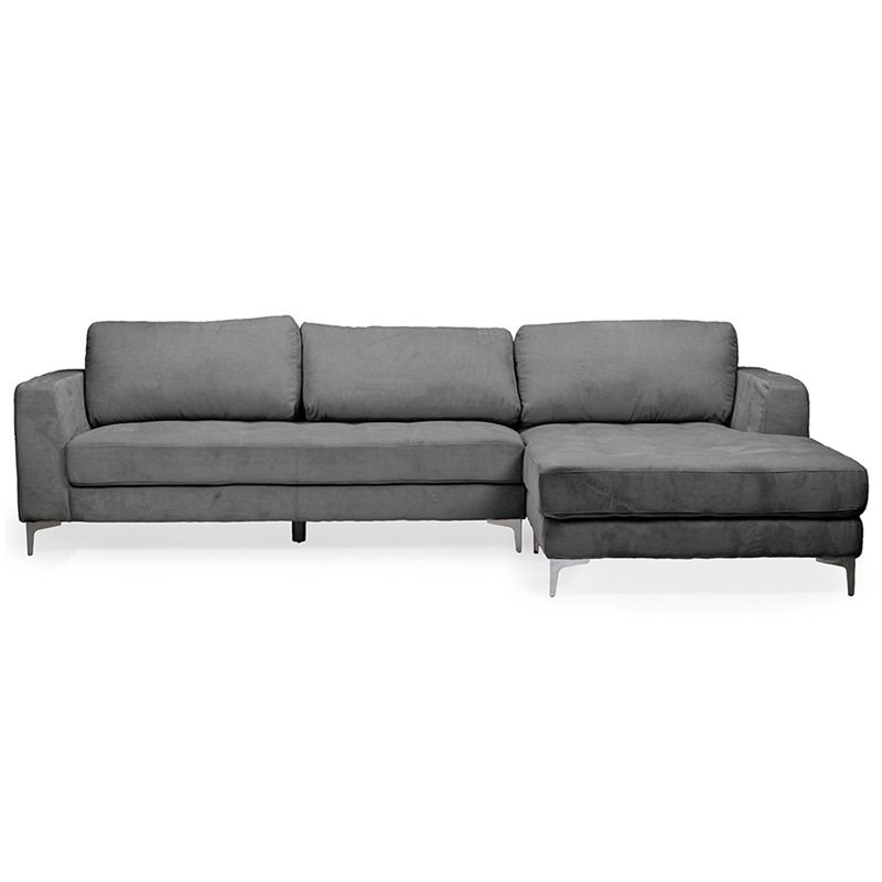 Baxton Studio Agnew Right Facing Sectional in Gray