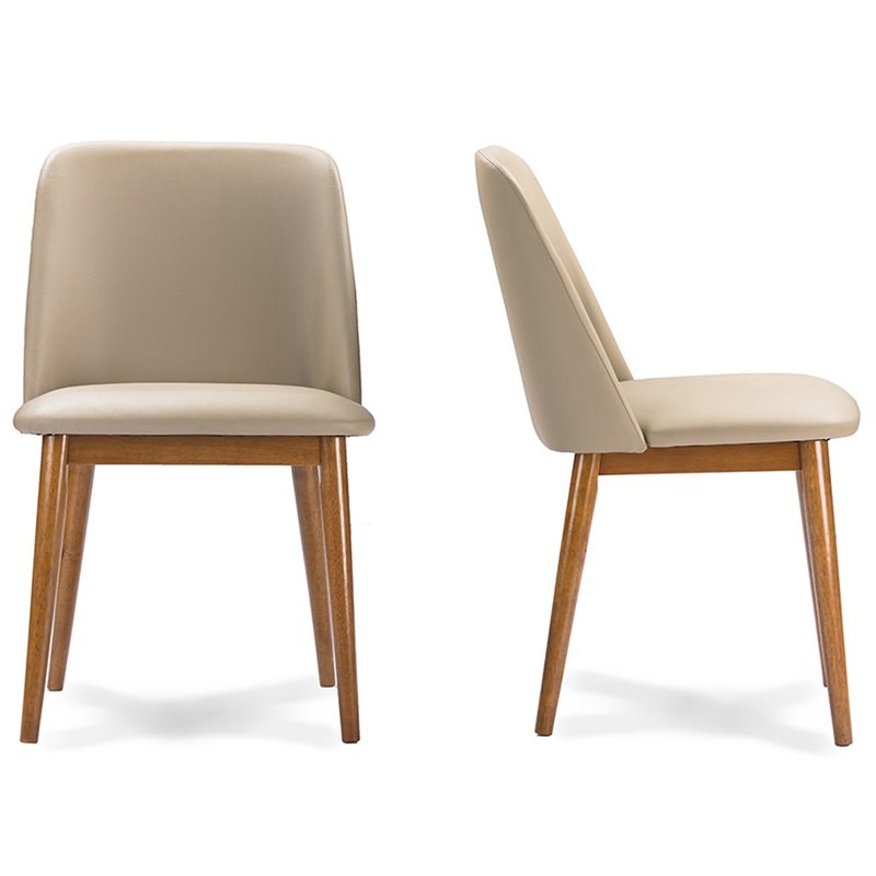 Baxton Studio Lavin Faux Leather Dining Side Chair in Beige (Set of 2)