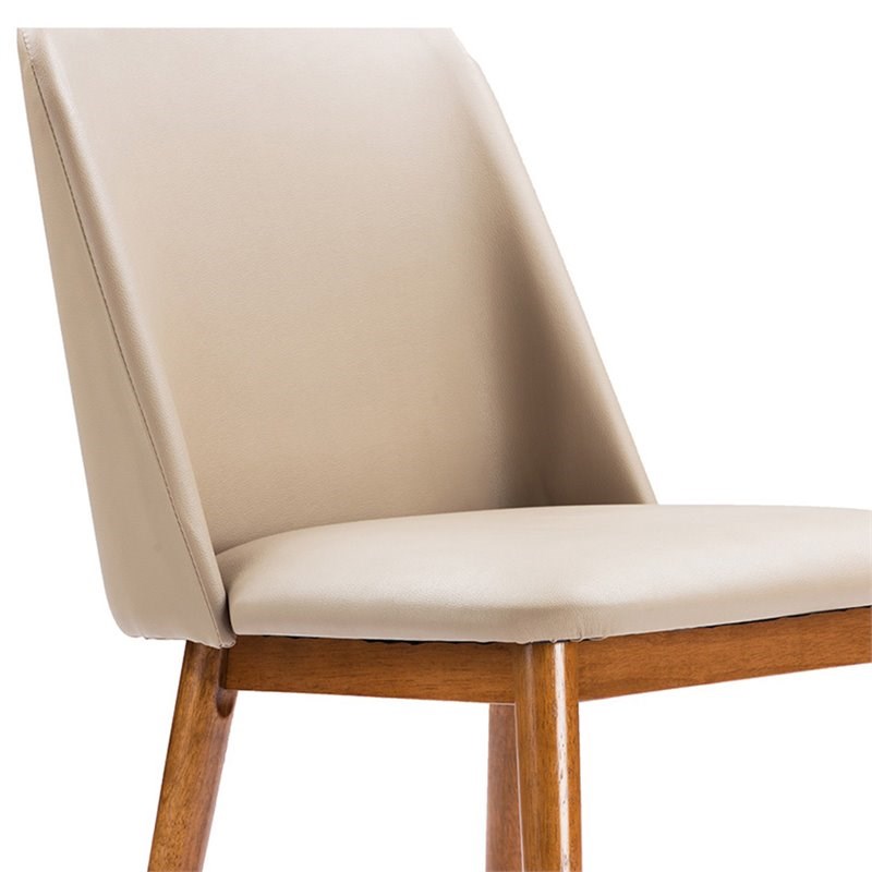 Baxton Studio Lavin Faux Leather Dining Side Chair in Beige (Set of 2)