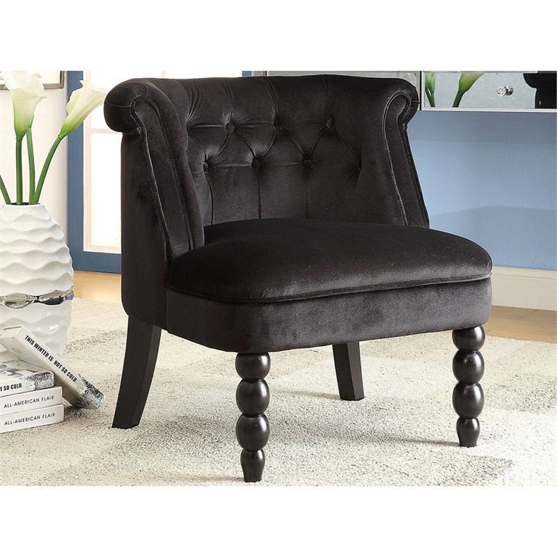 Baxton Studio Flax Velvet Accent Chair in Black Homesquare