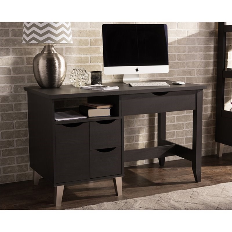 Baxton Studio Mckenzie Computer Desk in Dark Brown Homesquare