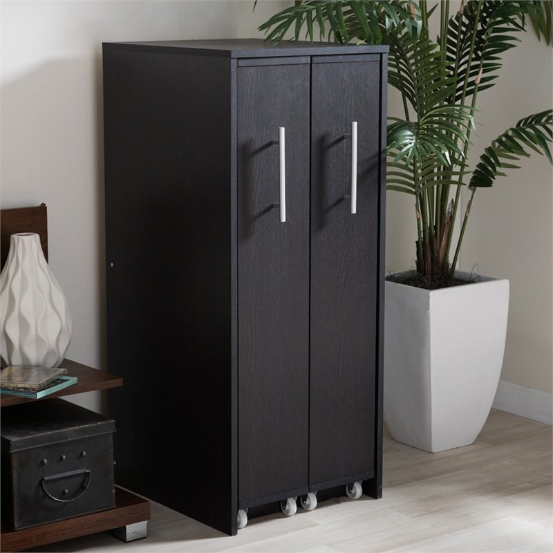 Baxton Studio Lindo 2 Pull Out Door Media Storage in Brown