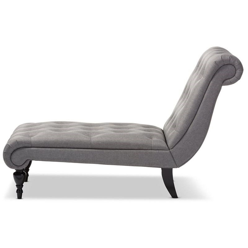 Baxton Studio Layla Tufted Chaise Lounge in Gray and Black