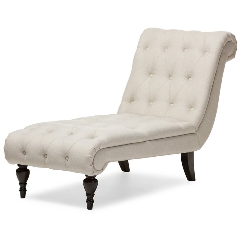 Baxton Studio Layla Tufted Chaise Lounge in Light Beige and Black