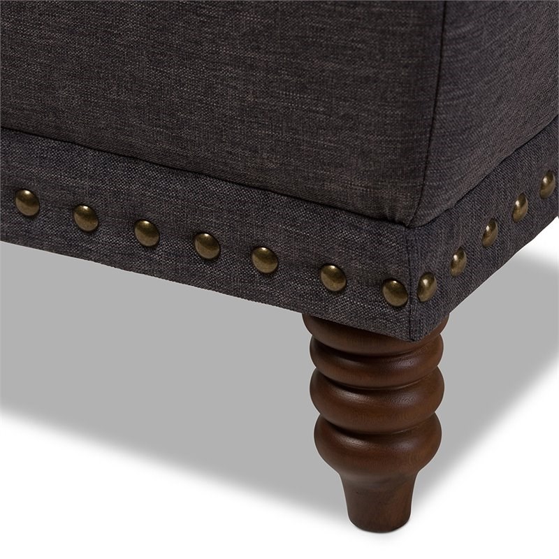 Baxton Studio Annabelle Tufted Storage Ottoman In Dark Gray And Walnut