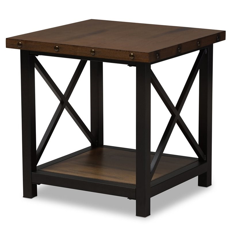 baxton studio herzen rustic industrial console table