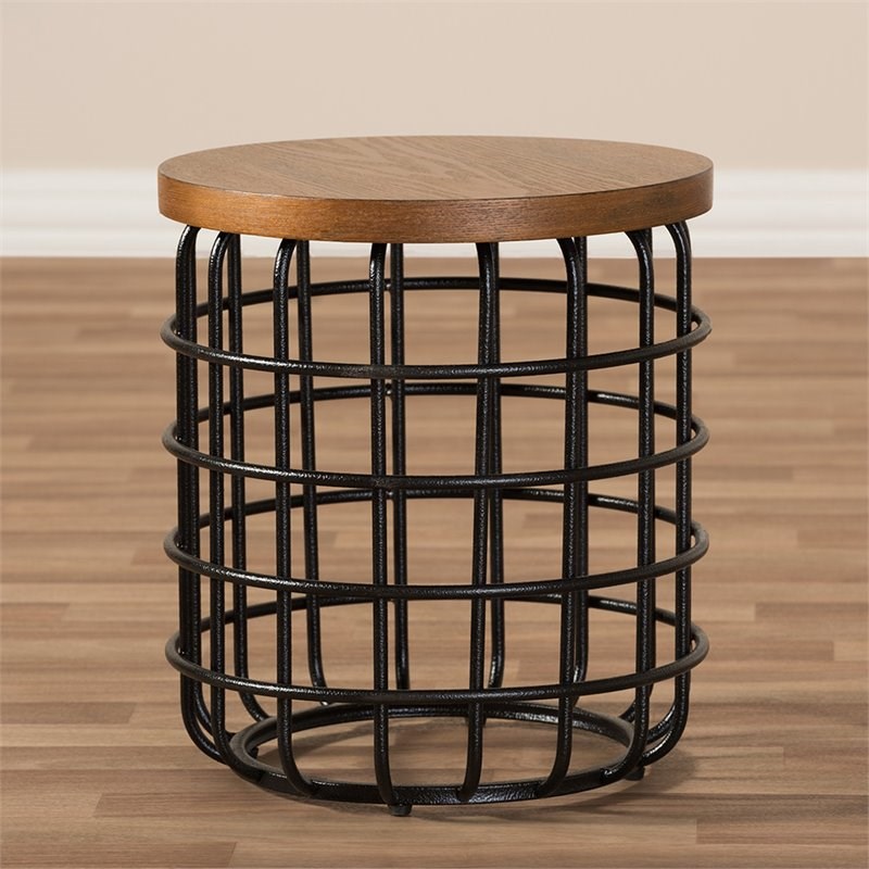 Baxton Studio Carie Accent End Table in Brown and Antique Black