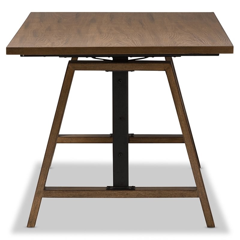 Baxton Studio Nico Adjustable Height Writing Desk in Brown and Black Homesquare