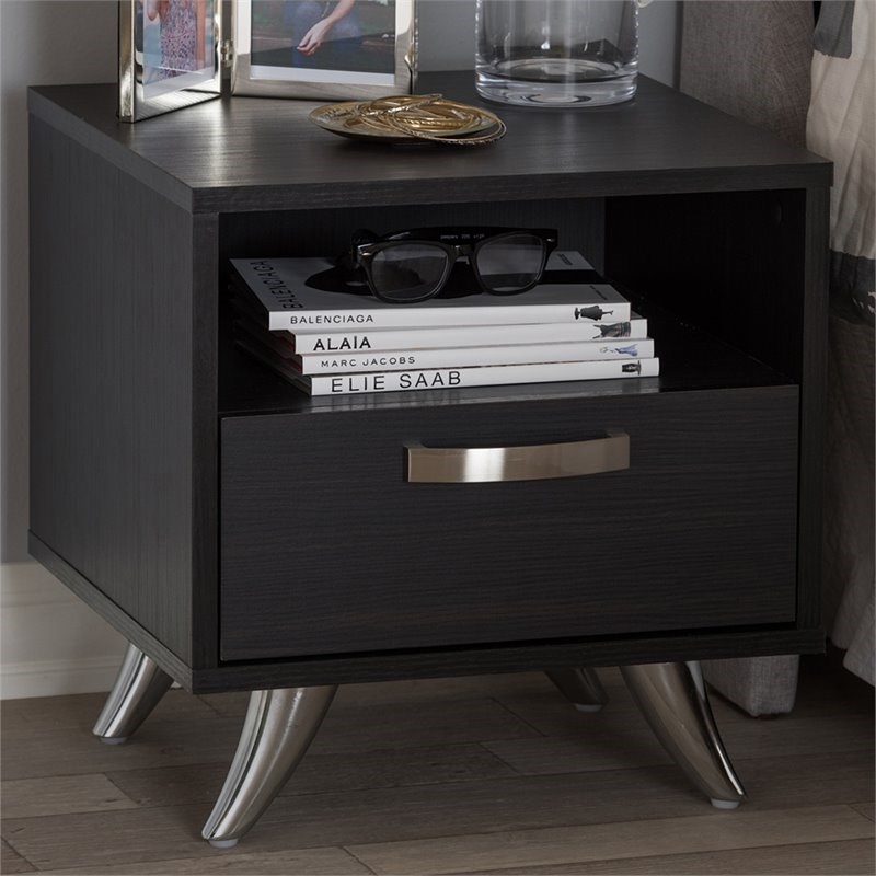 Baxton Studio Warwick 1 Drawer End Table in Dark Brown Homesquare