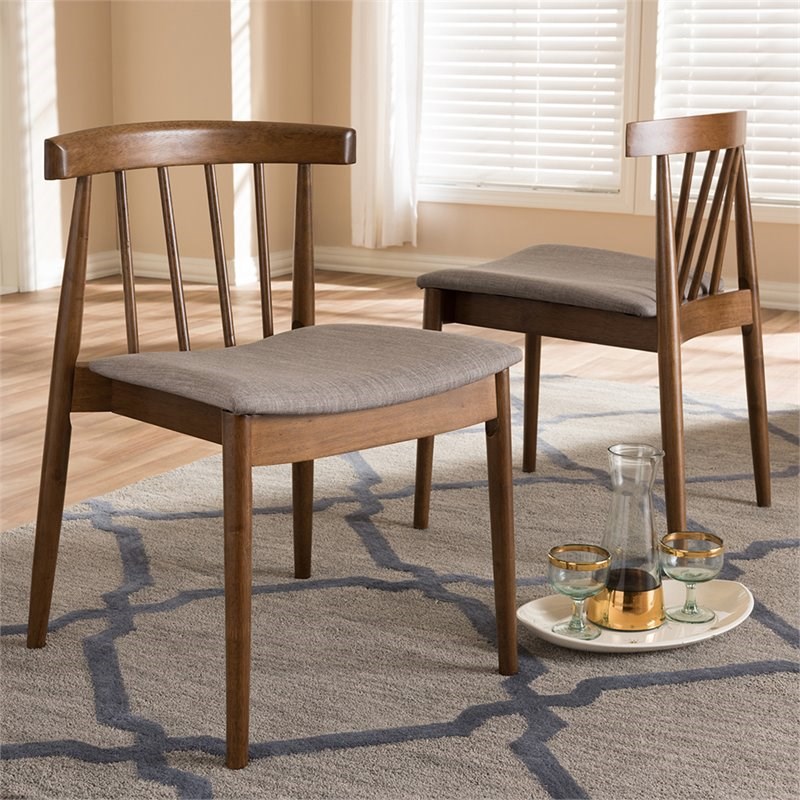 Baxton Studio Wyatt Dining Side Chair in Beige and Brown (Set of 2