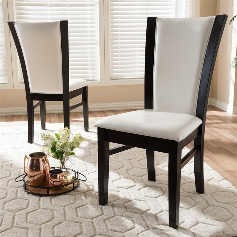 Baxton Studio Adley Faux Leather Dining Side Chair in White (Set of 2)