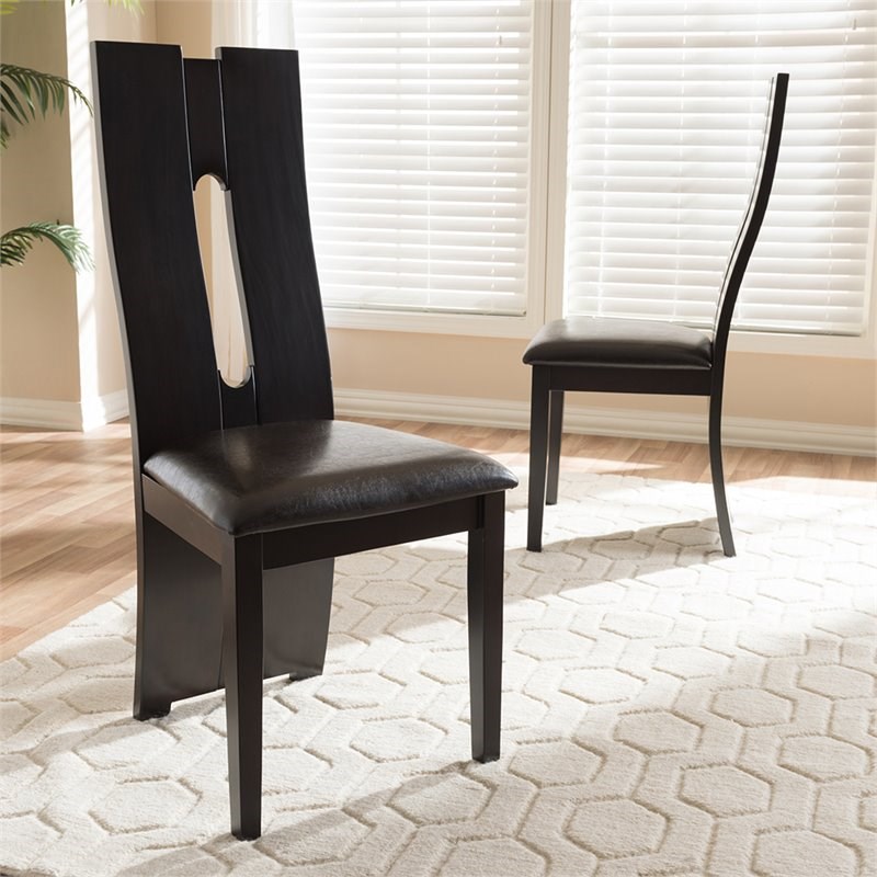 Baxton Studio Alani Dining Side Chair in Brown (Set of 2)