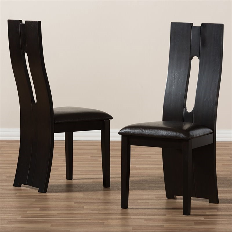 Baxton Studio Alani Dining Side Chair in Brown (Set of 2)