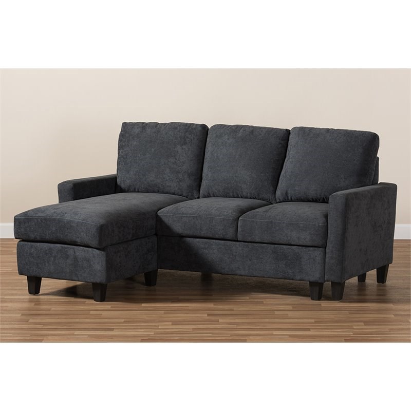 Baxton Studio Greyson Reversible Sectional in Dark Gray Homesquare