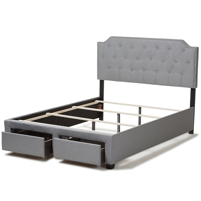 Baxton Studio Aubrianne Tufted Queen Storage Panel Bed in Gray Homesquare