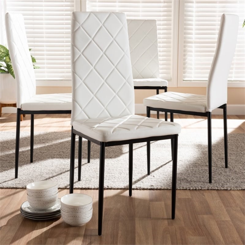 Baxton Studio Blaise White Faux Leather Dining Chair (Set of 4)
