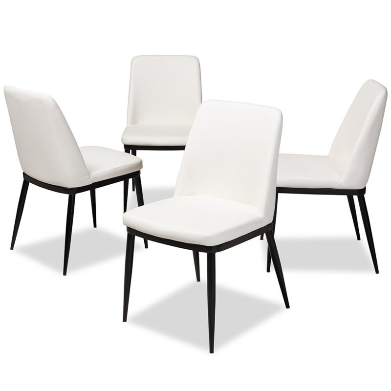 Baxton Studio Darcell Faux Leather Dining Chair in White (Set of 4)