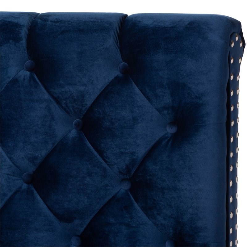 Baxton Studio Candace Velvet Tufted Full Bed in Navy Homesquare