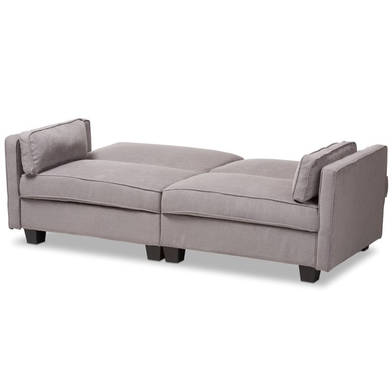 Baxton Studio Felicity Fabric Upholstered Sleeper Sofa in Light Gray