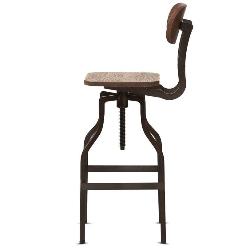 Baxton Studio Varek Adustable Steel Swivel Bar Stool in Rust Homesquare