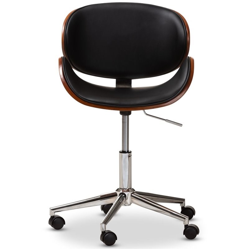 Baxton Studio Ambrosio Faux Leather Metal Office Chair in Black