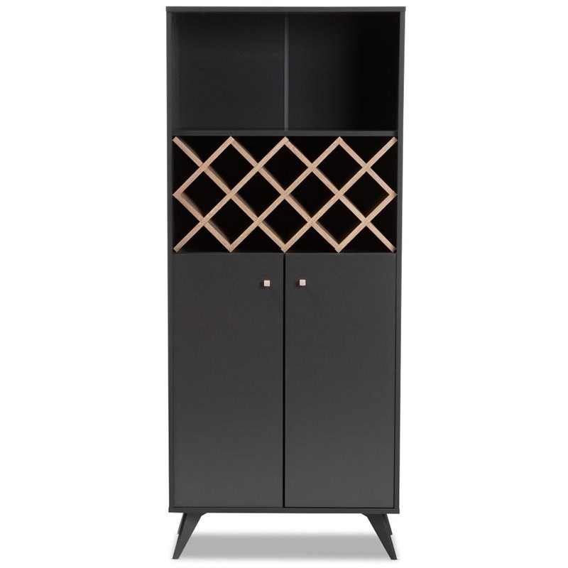 Baxton Studio Serafino Wood Wine in Dark Grey and Oak Homesquare
