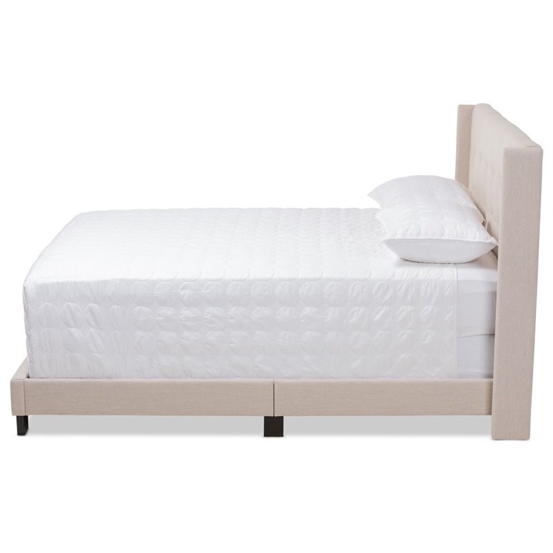 Baxton Studio Lisette Fabric Tufted Queen Bed in Beige Homesquare