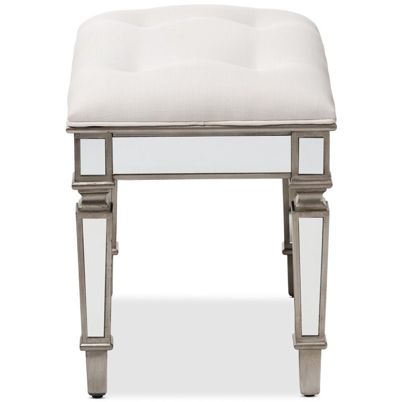 baxton studio marielle mirrored vanity bench in white ...