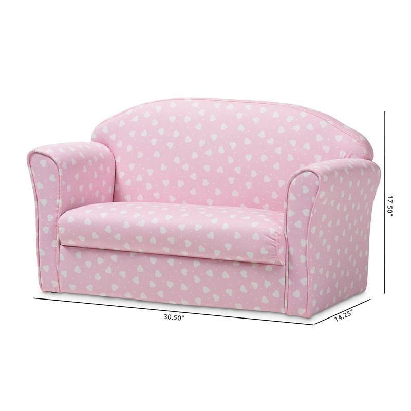 Baxton Studio Erica Pink and White Upholstered Kids 2-Seater Sofa