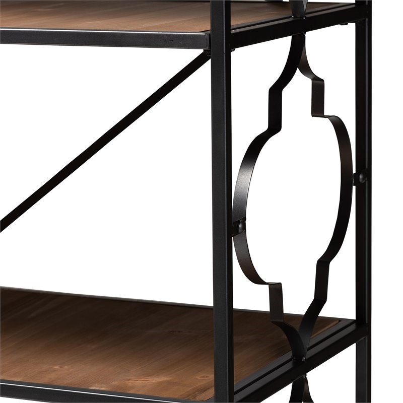 Baxton Studio Mirna Black Iron Metal and Oak Wood 5Shelf Bookcase