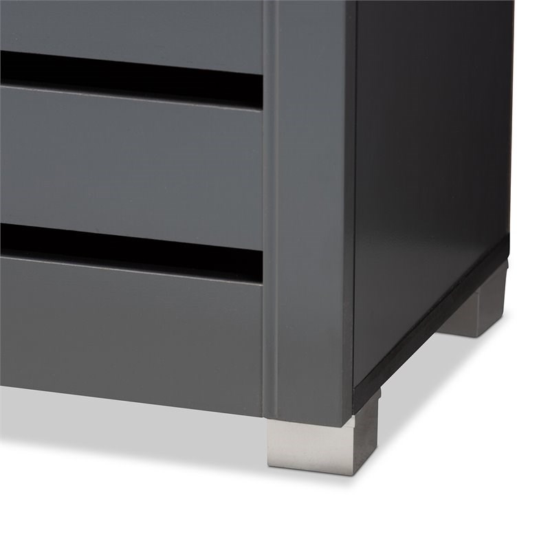 Baxton Studio Adalwin 2-Door Wood Entryway Shoe Cabinet in Dark Gray