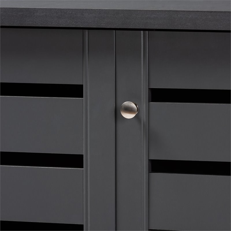 Baxton Studio Adalwin 3-Door Wood Entryway Shoe Cabinet in Dark Gray