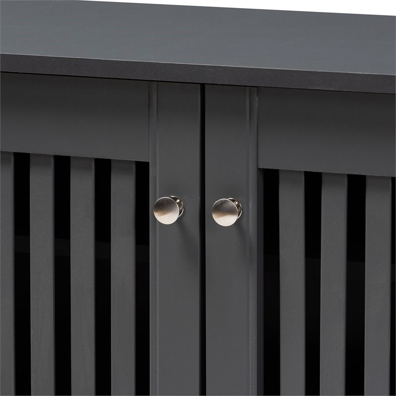 Baxton Studio Fernanda 3-Door Wood Entryway Shoe Cabinet in Dark Gray