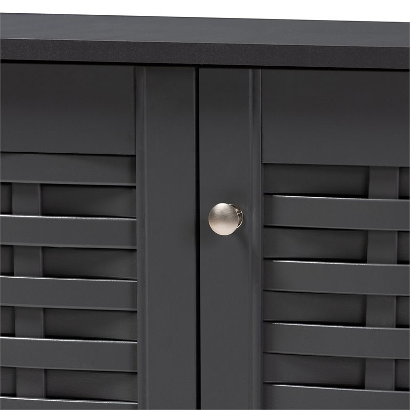 Baxton Studio Winda 3-Door Wood Entryway Shoe Cabinet in Dark Gray