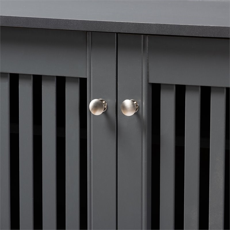 Baxton Studio Fernanda 4-Door Wood Entryway Shoe Cabinet in Dark Gray