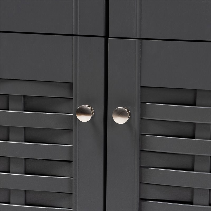 Baxton Studio Winda 4-Door Wood Entryway Shoe Cabinet in Dark Gray