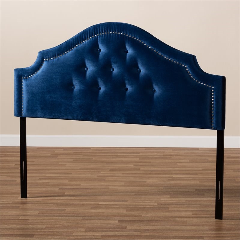 Baxton Studio Cora Tufted Velvet and Wood Queen Headboard in Royal Blue
