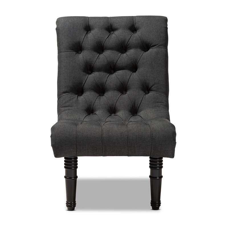 Baxton Studio Barthe Gray Fabric Accent Chair with Rolled Back
