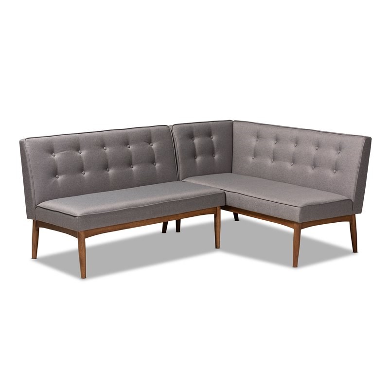 baxton studio arvid modern 2piece wood dining corner sofa bench in