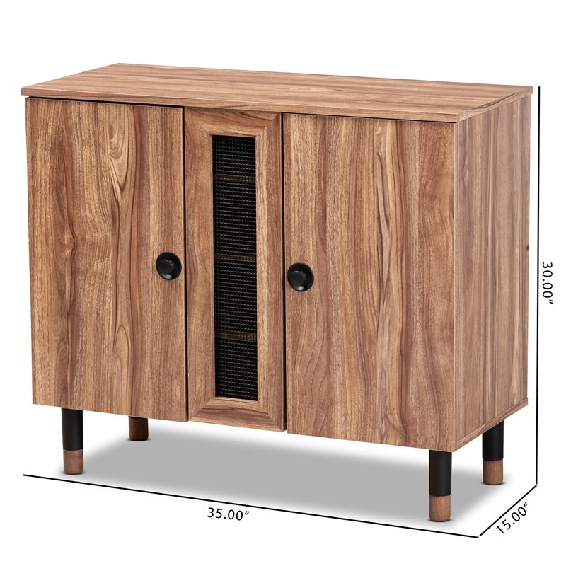 Baxton Studio Valina 2-Door Wood Shoe Storage Cabinet in Oak-Black