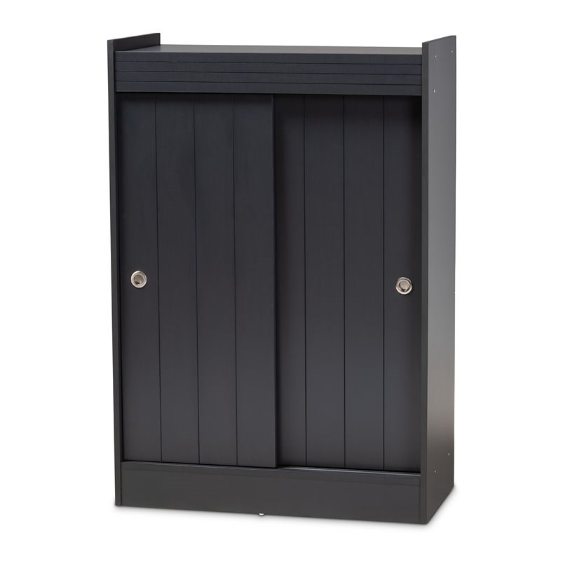Baxton Studio Leone Finished 2-Door Wood Entryway Shoe Storage Cabinet in Gray