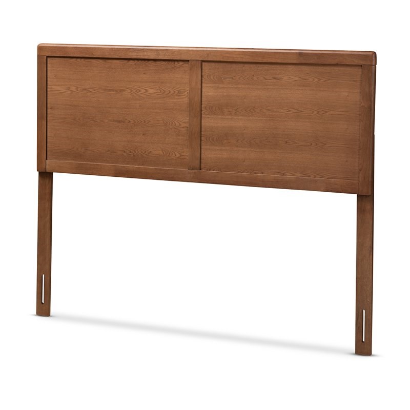Baxton Studio Raya MidCentury Wood King Headboard in Walnut Brown
