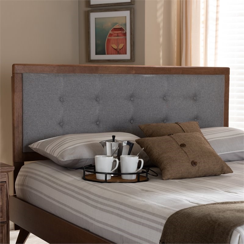 Baxton Studio Sarine MidCentury Wood Tufted Full Headboard in Light