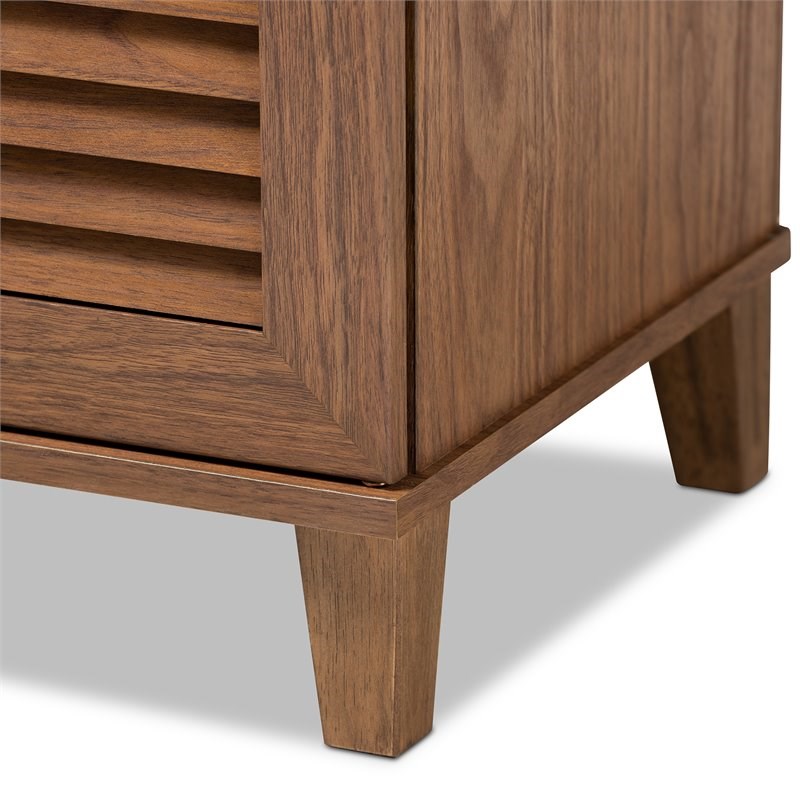 Baxton Studio Coolidge Contemporary Wood 4-Shelf Shoe Cabinet in Walnut Brown