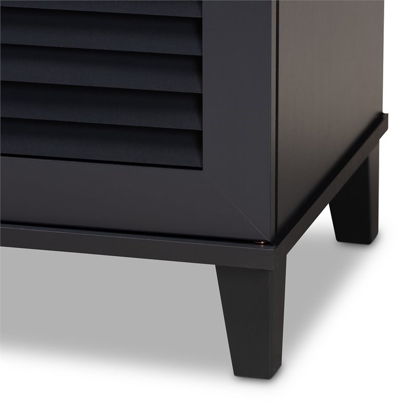 Baxton Studio Coolidge Contemporary Wood 8-Shelf Shoe Cabinet in Dark Gray