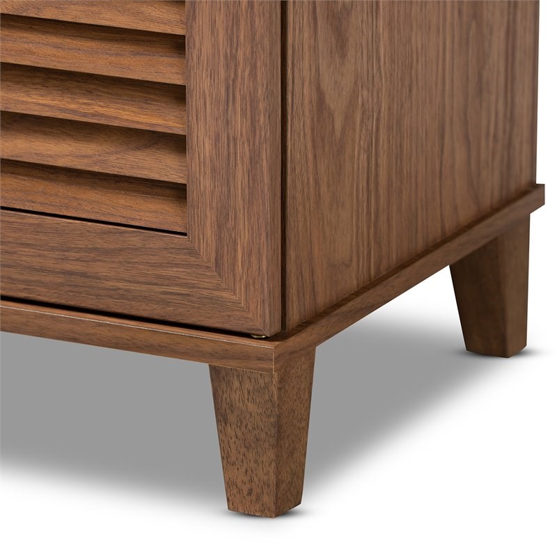 Baxton Studio Coolidge Contemporary Wood 8-Shelf Shoe Cabinet in Walnut Brown