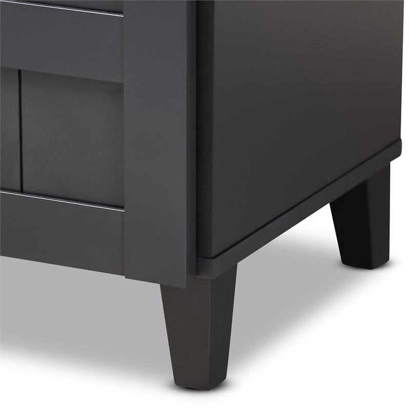 Baxton Studio Glidden Wood 5-Shelf and Drawer Shoe Cabinet in Dark Gray