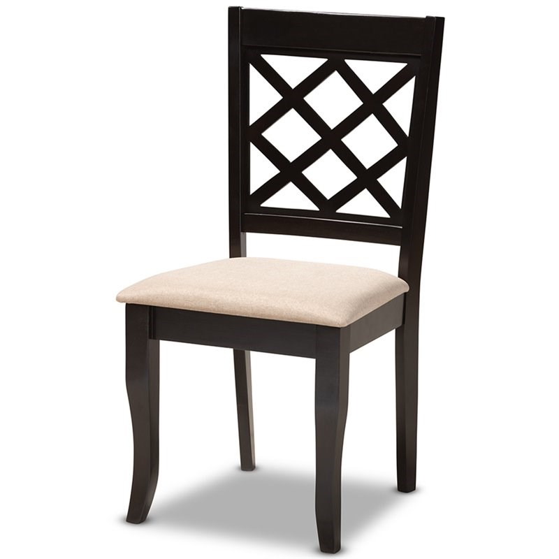 Baxton Studio Verner Wood Dining Chair in Sand and Espresso - Set of 4
