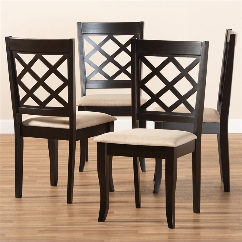 Baxton Studio Verner Wood Dining Chair in Sand and Espresso - Set of 4